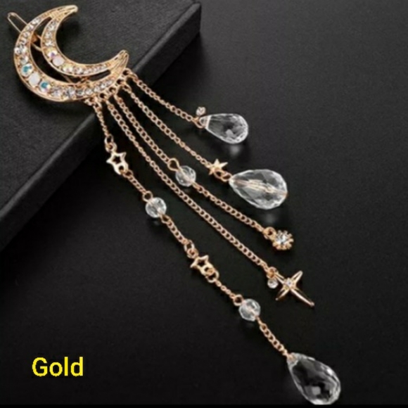 Boho Moon & Stars Crystal Hair Clip - Picture 4 of 7